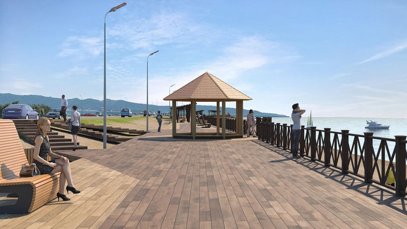 Набережная в Охотском