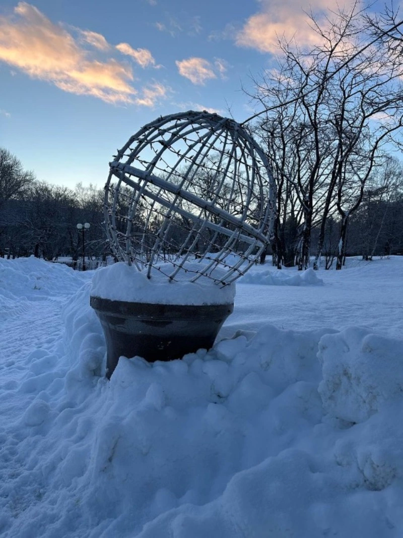 Городской парк Южно-Сахалинска после метели: красивые фотографии с острова Сахалин 